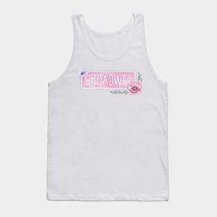 Watercolor Floral Broadway Street Sign | Pink Palette Tank Top